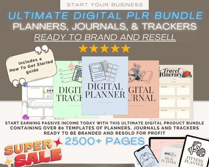 2500+ Pages of Premium PLR Planners, Digital Templates, Journals, Templates & Trackers!! | Resell Rights License Included