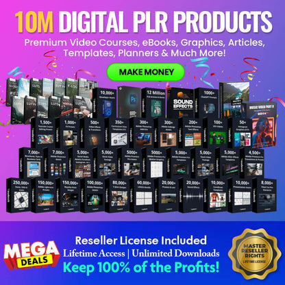 10 Million Digital Products With Resell Rights - Mega Bundle (EBooks + Courses+ Templates+ Planners, & More!)