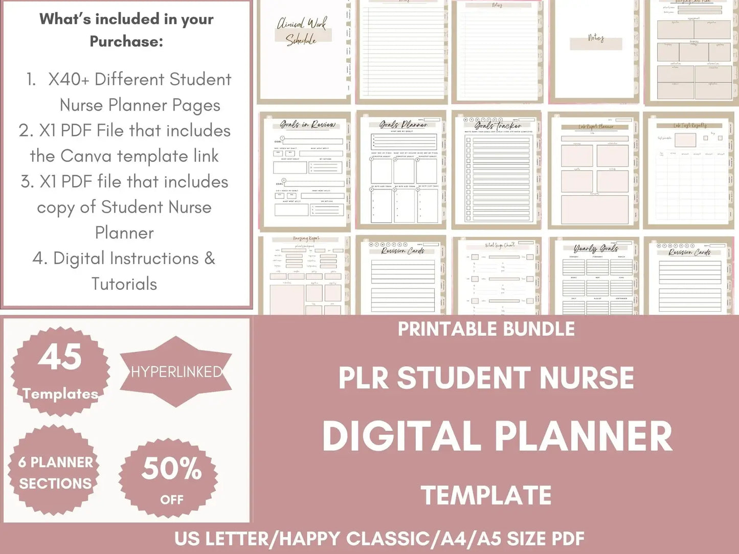 PLR Student Nurse Digital Planner with Resell Rights