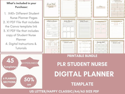 PLR Student Nurse Digital Planner with Resell Rights