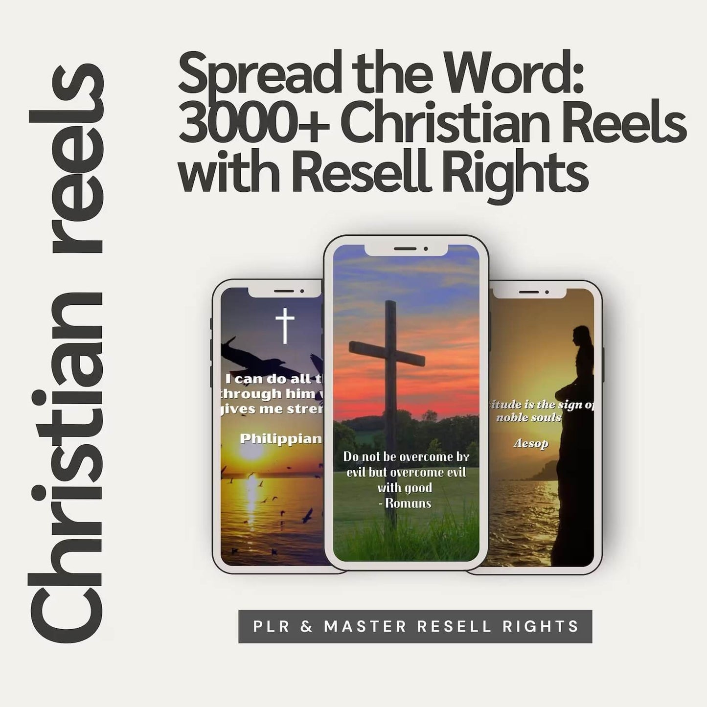 3000 PLR Christian Reels Videos with Bible Quotes (Resell Right Included)