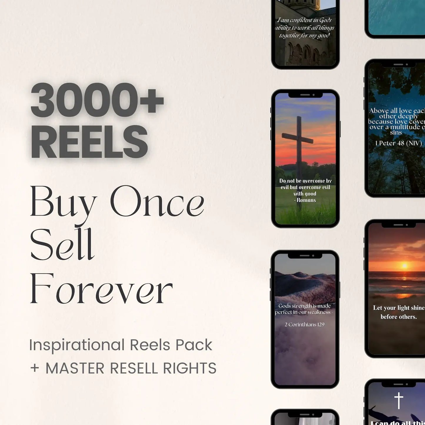 3000 PLR Christian Reels Videos with Bible Quotes (Resell Right Included)