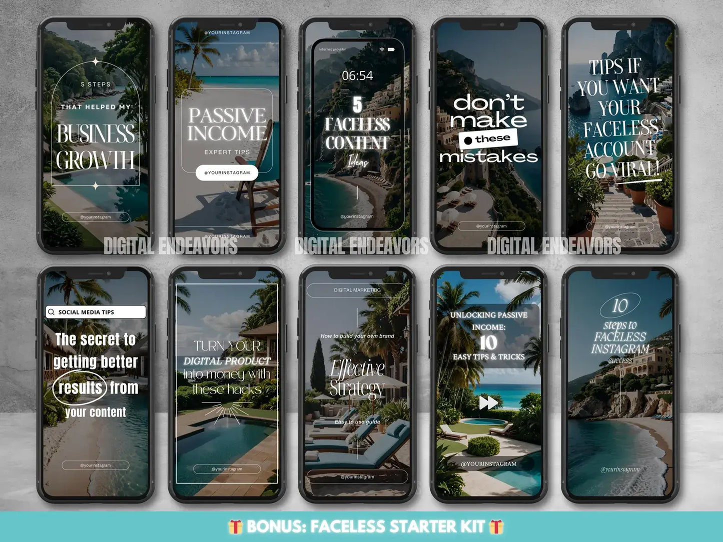 Luxury Travel Instagram Reels – Faceless Marketing Digital Bundle with MRR & PLR Rights for Social Media Content